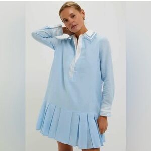 Tuckernuck Blue Linen Cotton Embroidered Dress Size Large - new with tags